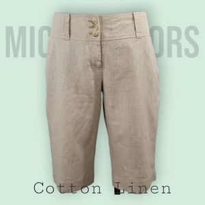 Michael Kors Cotton Linen Houndstooth Tailored Shorts Fully Lined Womens Size 8